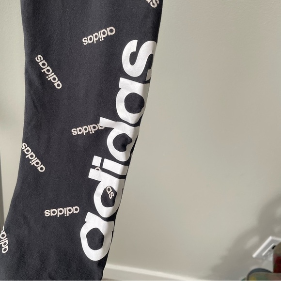 Adidas AOP Tight All Over Printer Logo Legging Pant Black White Midrise Medium - Picture 4 of 10